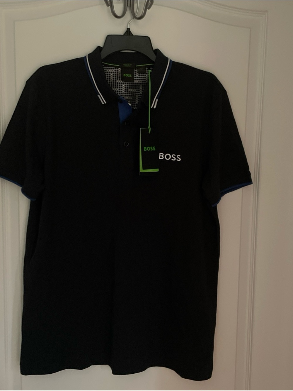 Boss men's Active Paddy Pro polo shirt in quick-dry stretch In Dark Blue size L